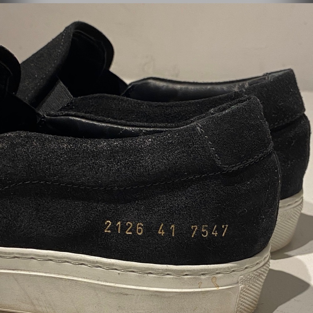 Common Projects Black suede slip on sneakers. Size 41
